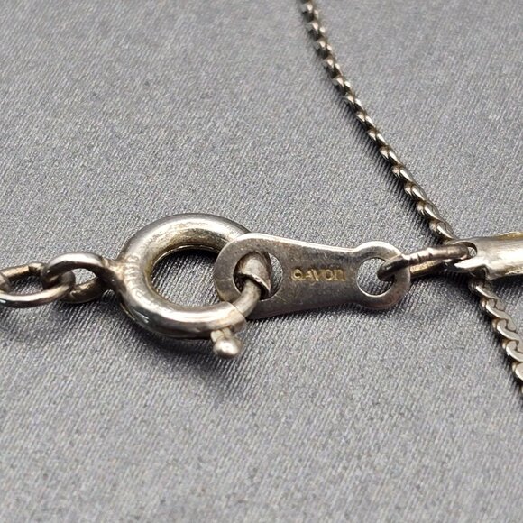 VTG Avon Sterling Silver Faceted Crystal Ball Pendant Necklace 18" Serpentine - Picture 7 of 9